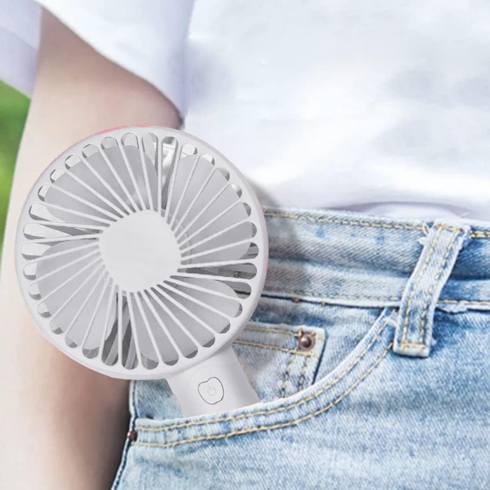 Image of One94Store Compact Mini Fan White, Portable USB Rechargeable Fan High Speed Handheld Table Fan with Stand, Small Personal Cooling Desk Travel Fan for Home Office Outdoor