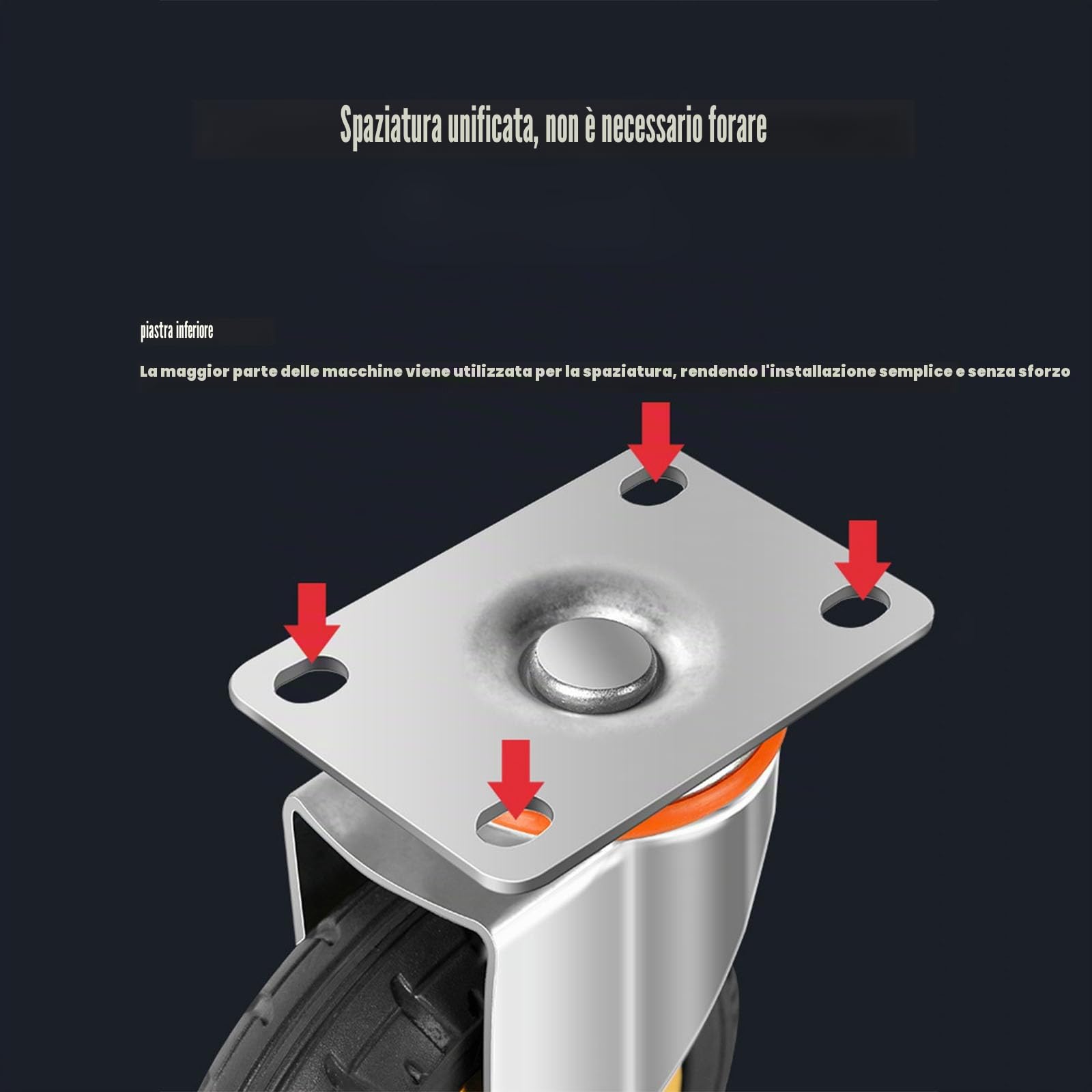 4" Rotelle,con bloccaggio doppio di sicurezza, set di 4, Heavy Duty, carico massimo 2000LBS, per carrello, mobilia, banco da lavoro (nero, 10cm/4 ", 2 Ruote fisse + 2 Ruote con freni)