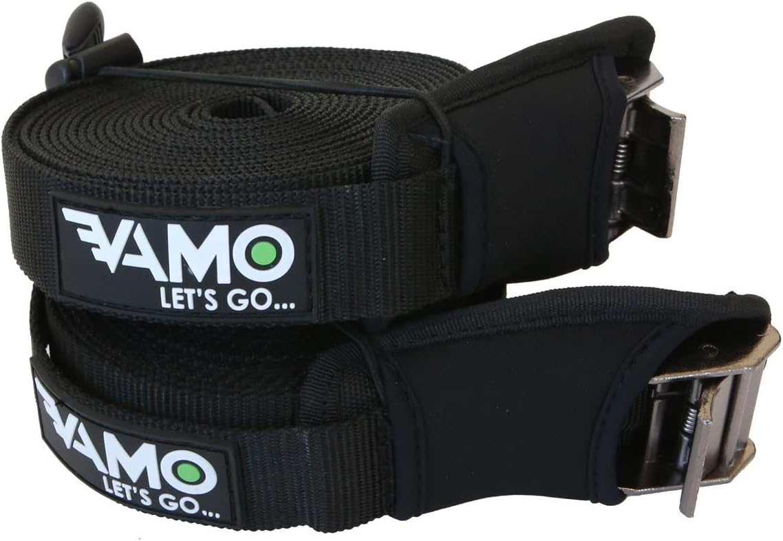 VAMO SUP Kayak Surfboard Surf Rack Tie Down Straps - Black Pair (15FT)