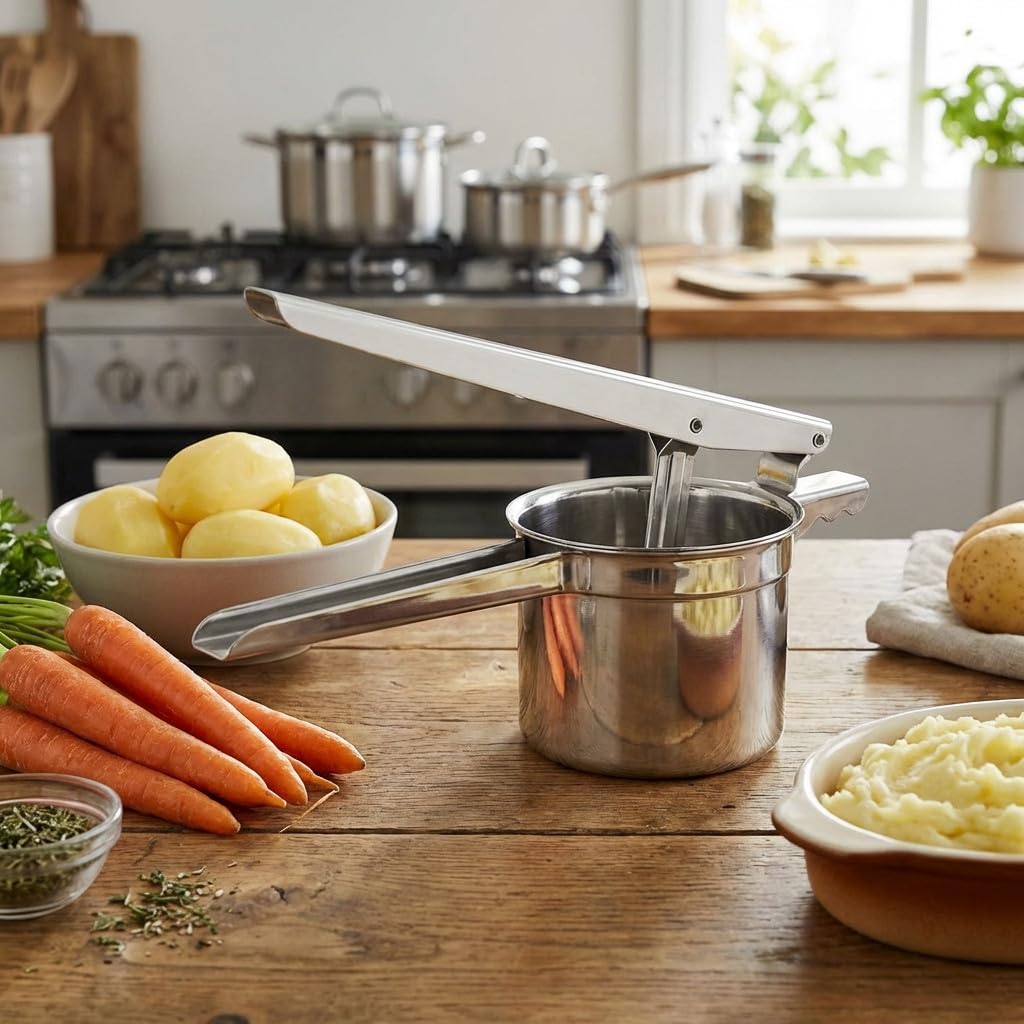 Suinga Prensador Manual para Patata Acero Inoxidable 9x28x11 cm | Prensa de Cocina