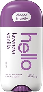 Hello Lavender Vanilla Vegan Deodorant, Aluminum Free Deodorant for Women and Men, 2.6 oz Stick