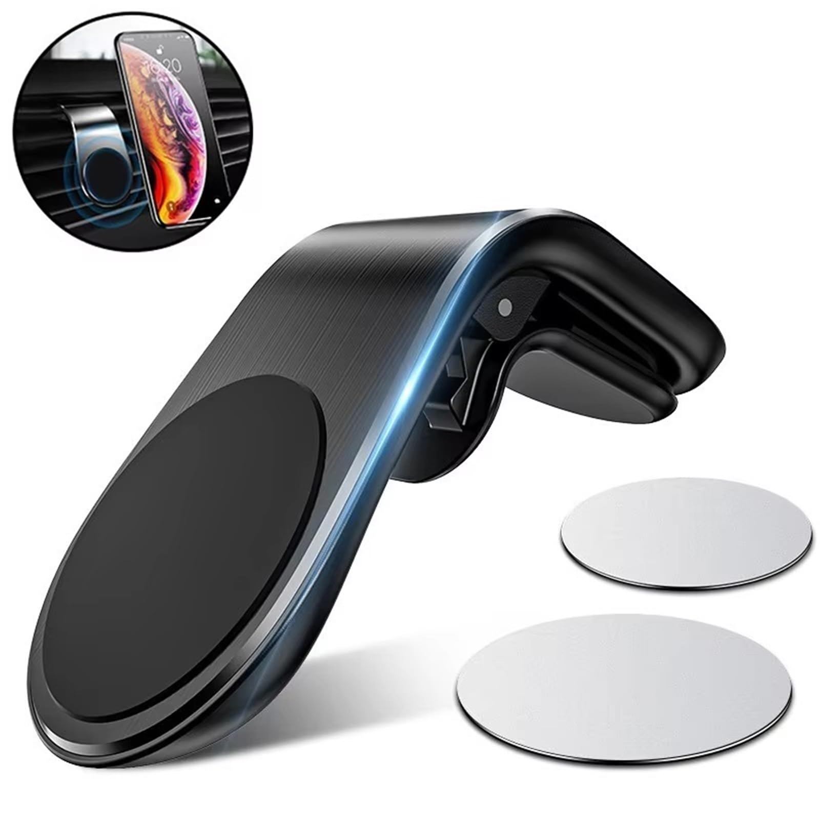 para Redmi Accesorios Universales Soporte Magnético Eléfono Automóvil Soporte Clip Ventilación Aire Teléfono Celular Cuna Soporte Móvil Coche(Silvery)