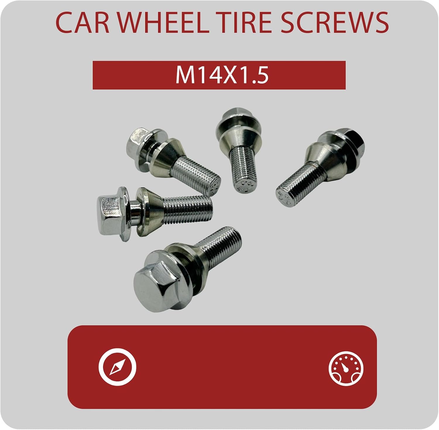 5Pcs M14x1.5 Wheel Lug Stud Bolts for Volvo XC60 V60 S80 XC70 S90 XC90 S60 XC40 Front Rear Wheel Tire Screws Steel Lug Nuts Hub Replace 31423735
