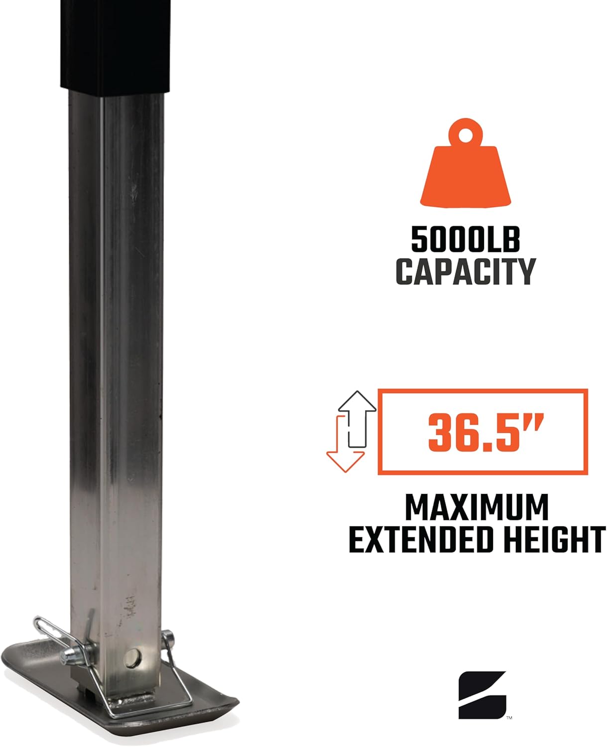 Bastion Distribution Top-Wind A-Frame Trailer Jack | Adjustable Footpad | 3000lb Lift & 5000lb Load Capacity | Sturdy Base | RV Trailer Boat Lift Drop | 7.9" to 36.5" Height | BD-TW-5000-SQ-RT