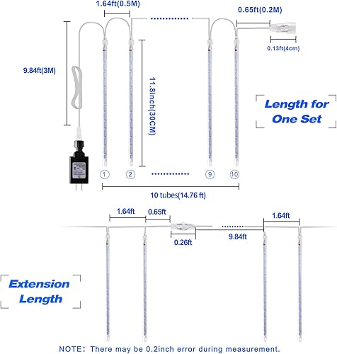 Miniatura 3 de Blingstar Luces de lluvia de meteoritos de 11.8pulgadas, 10 tubos y 240 luces LED de Navidad, enchufables y nevadas, para exteriores, impermeables,