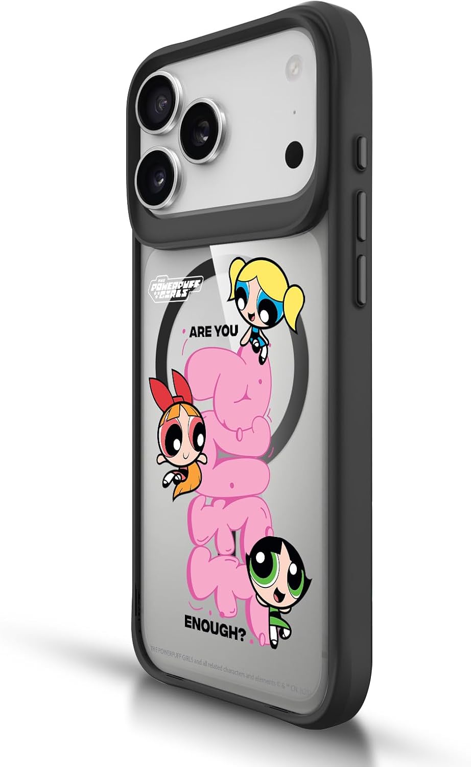 Head Case Designs Officially Licensed The Powerpuff Girls Pink Character Icons Black Shockproof Bumper Case [Military Grade] Compatible with Apple iPhone 16e / Apple iPhone 17e and with MagSafe