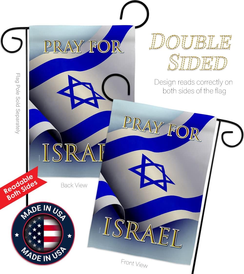 Pray for Israel Garden Flag Set with Stand Support Cause Home Country International World House Decoration Banner Small Yard Gift Double-Sided, Made in USA