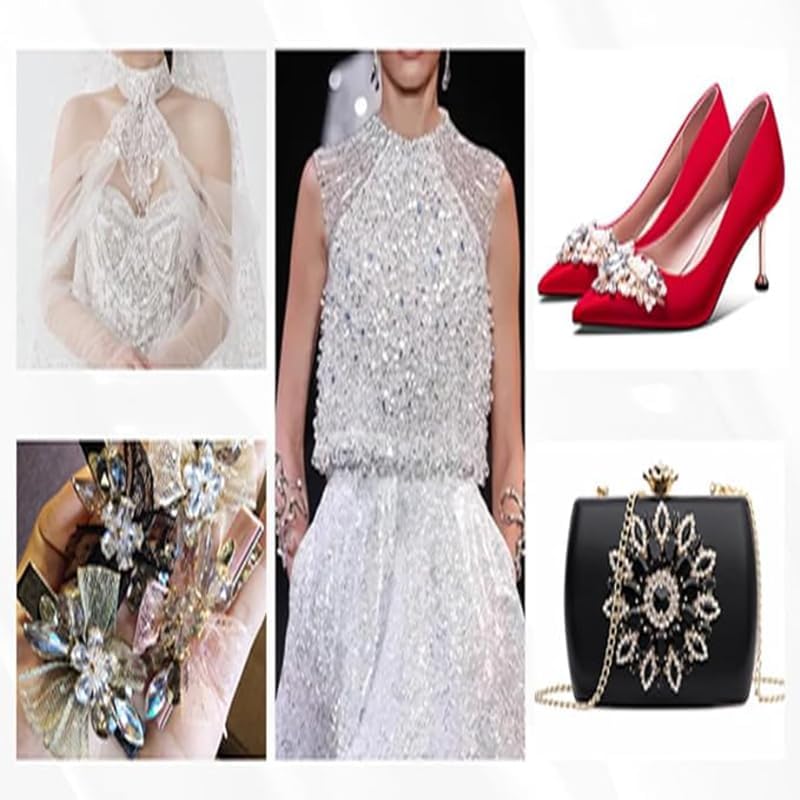 Miniatura 3 de 100 diamantes de imitación de flor de ciruelo de 0.51 pulgadas (0.512 in), metal dorado con parte trasera plana, gemas de cristal para hacer