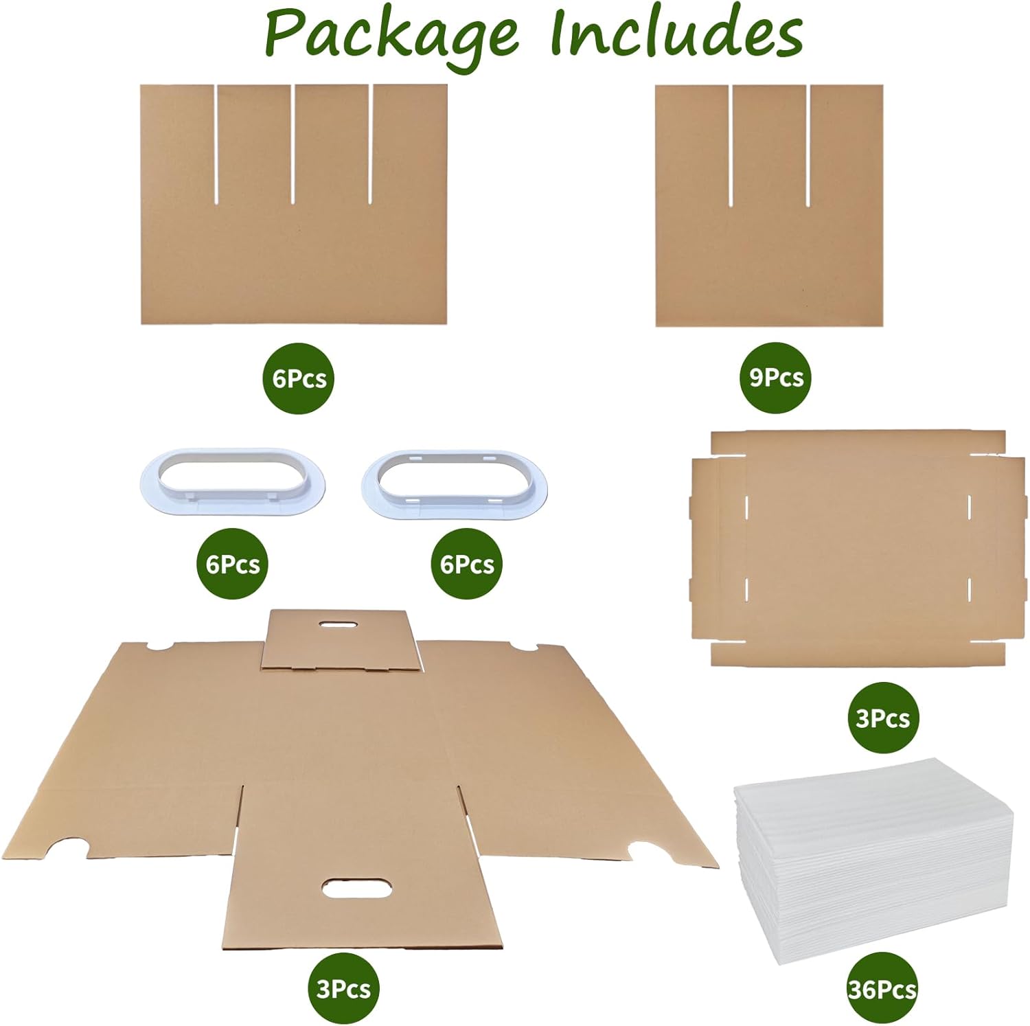 3 Sets Moving Boxes with Divider Kits, 16 x 13 x 13 Inch Box with Lid for Glassware Wine Packing Kitchen Moving Box Corrugate Dividers with 36 Pcs Foam Pouches