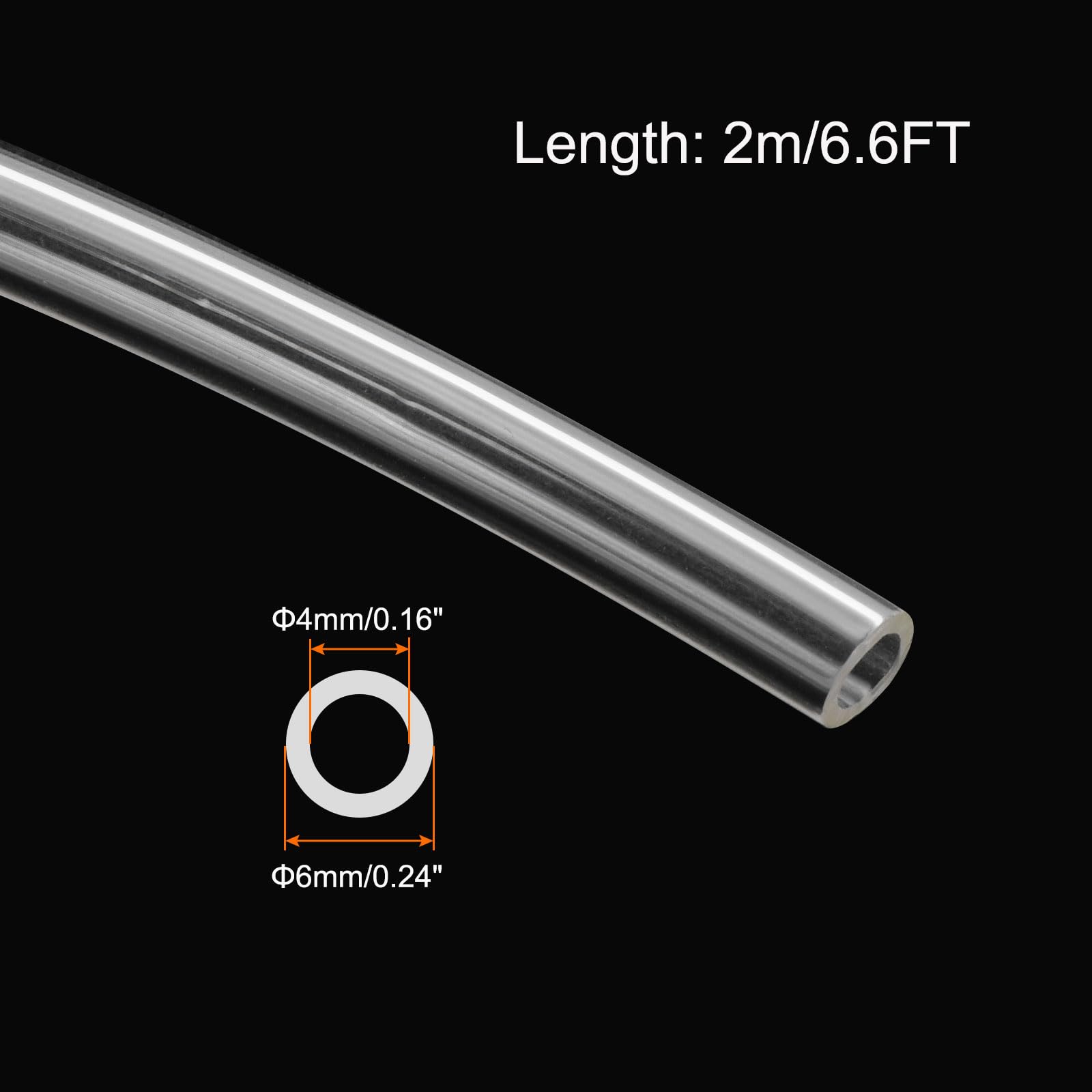 Rebower Pneumatic Tubing Pipe,6mm x 4mm Clear PU Polyurethane Tube,6.6FT 2M,PU Air Line Tubing Hose Tubes for Air Compressor,Fluid Transfer,Air Brake - Image 2