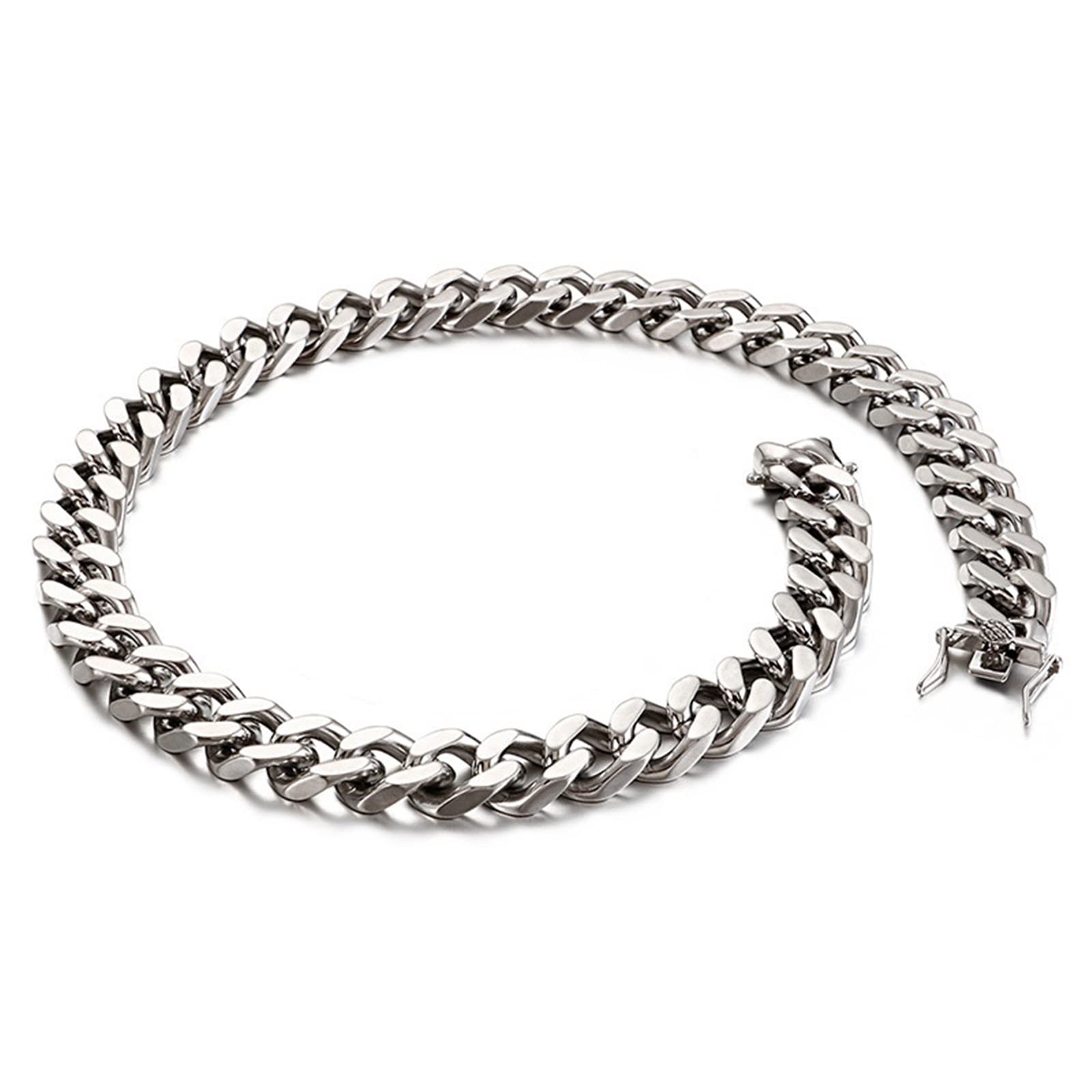14mm Collana Catena Uomo Acciaio Catenina per Collana Donna Uomo Catena Barbazzale Spessa 71CM Argento