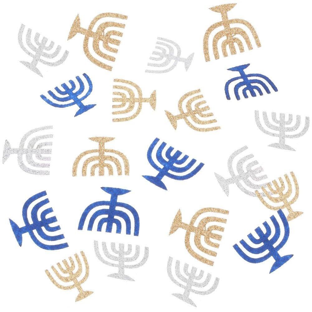 Casiler 50 Pcs Hanukkah Glitter Confetti Jewish Confetti Menorah Shape Hanukkah Confetti Hanukkah Decorations Hanukkah Ornament Table Decor