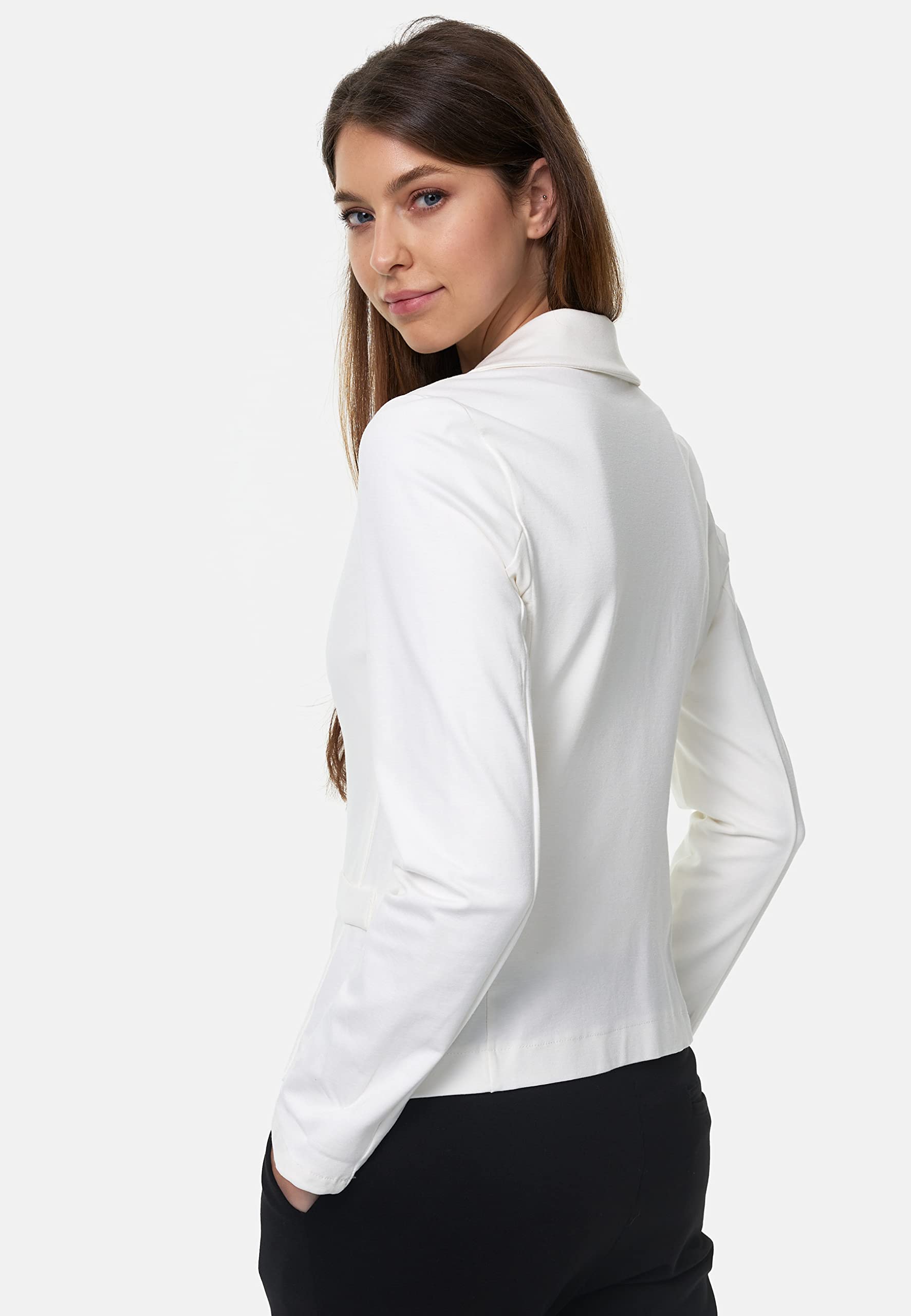 Damen Kurzblazer Sportliches Casual Sakko Anzug Casual Business Frauen Blazer mit Reverskragen PM11 S - XL