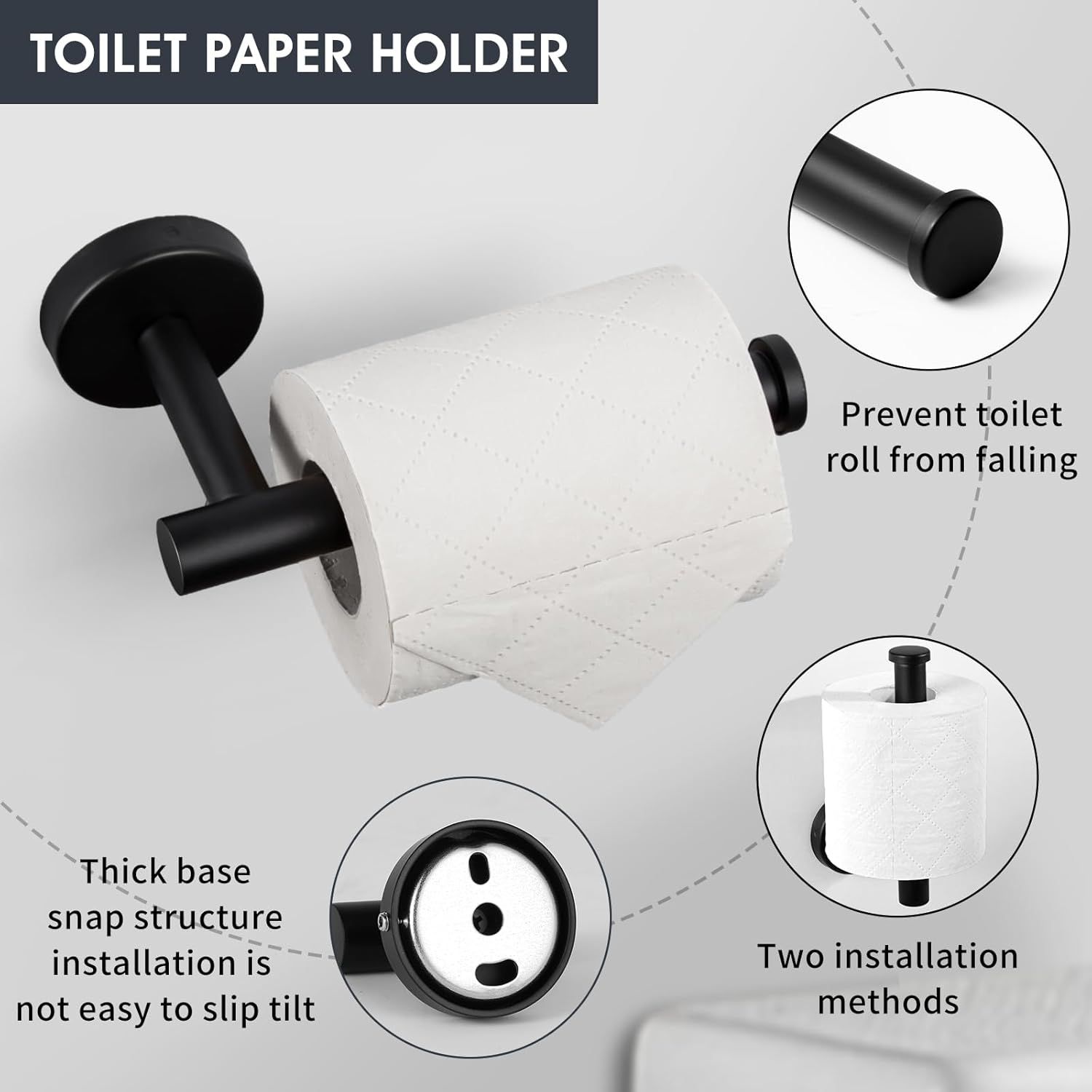 18 Piece Matte Black Bathroom Hardware Set, Towel bar Set Include 24 inch Towel bar, Bathroom Towel Rack, Towel Ring, Toilet Paper Holder, Towel Hook, Bathroom Accessories Set