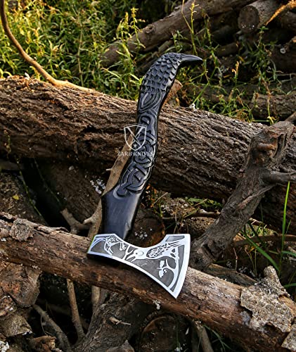 Raven Axe - Battle Ready Raven Axe (Ak1109X)-Viking Bearded Axe With Gift Pack, Camping Axe, Gift For Husband Birthday #TOP1