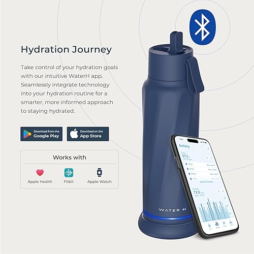 Miniatura 2 de WATERH Vita Smart Botella de agua con recordatorio de beber agua, botellas de agua aisladas al vacío sin BPA con filtro y pajilla, botella de
