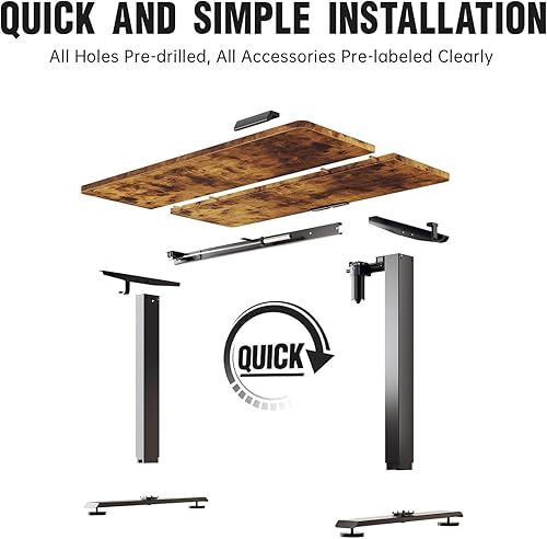 Miniatura 5 de Veken Escritorio Eléctrico de Pie Pequeño de 39.4", Altura Ajustable para Sentarse y Pararse, Superficie de Madera, Escritorios de Computadora PC