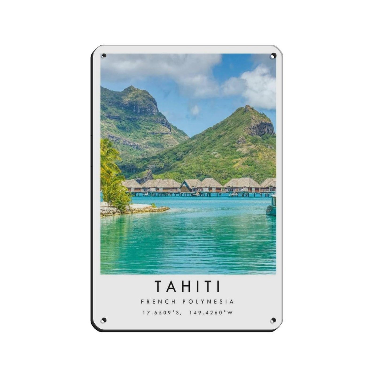 Tahiti Travel, Tahiti Poster Retro Poster Metal Tin Sign Chic Art Retro Iron Painting Bar People Cave Cafe Family Garage Poster Wall Decoration 8x12inch(20x30cm)