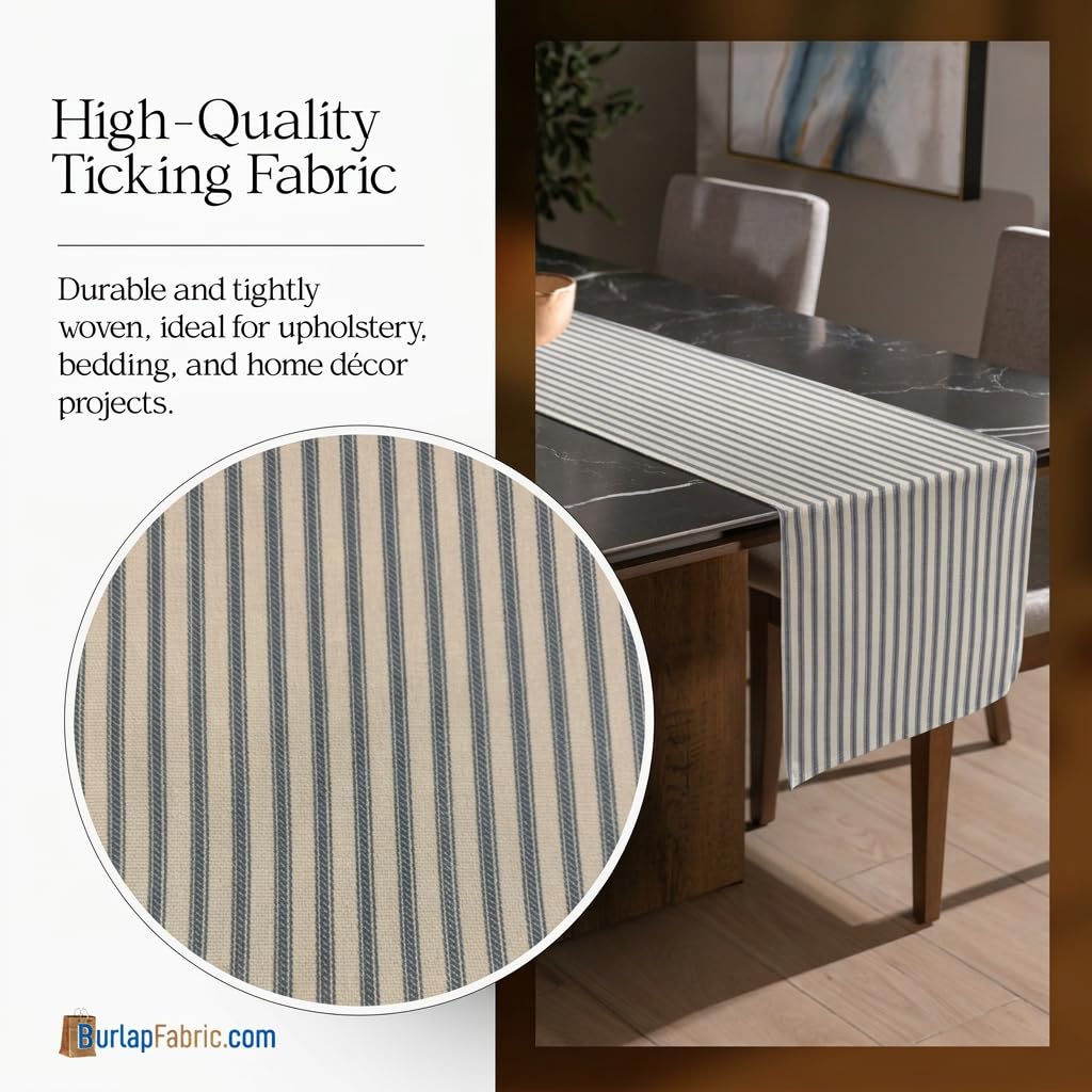 Amazon.com: Blue Striped Ticking Fabric by the Yard - 54