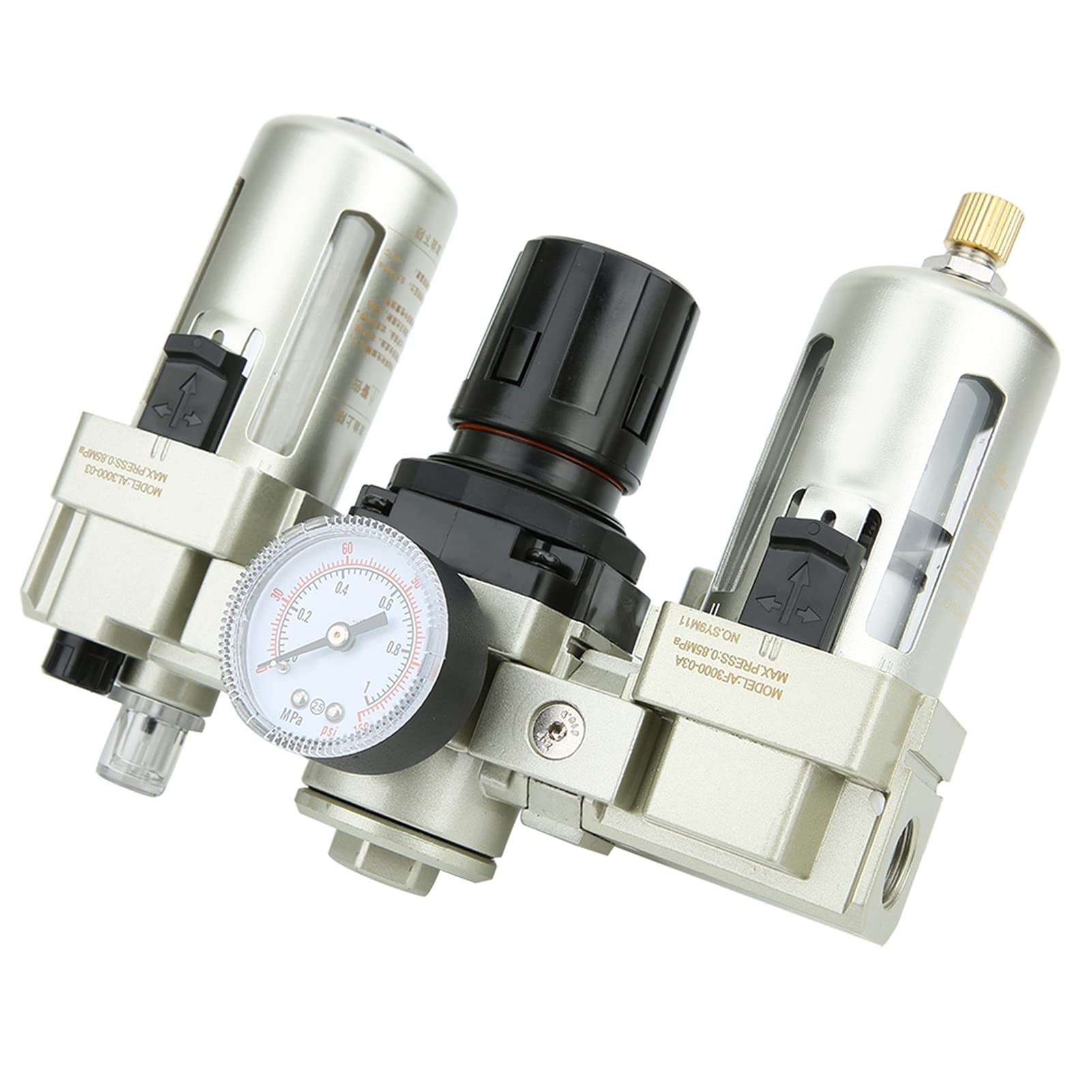 FTVOGUE Separatore Acqua Olio Drenaggio Automatico Filtro Compressore d'aria Separazione Gas-liquido in Tre Pezzi per Sistemi di Contenimento Liquidi Industriali con Filtrazione Aria-olio