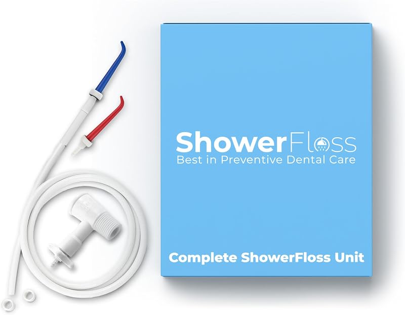 Hilo dental de agua - Conveniente para los dientes, se conecta al cabezal de la ducha - Fácil instalación, temperatura y presión ajustables - Recomendado por dentistas