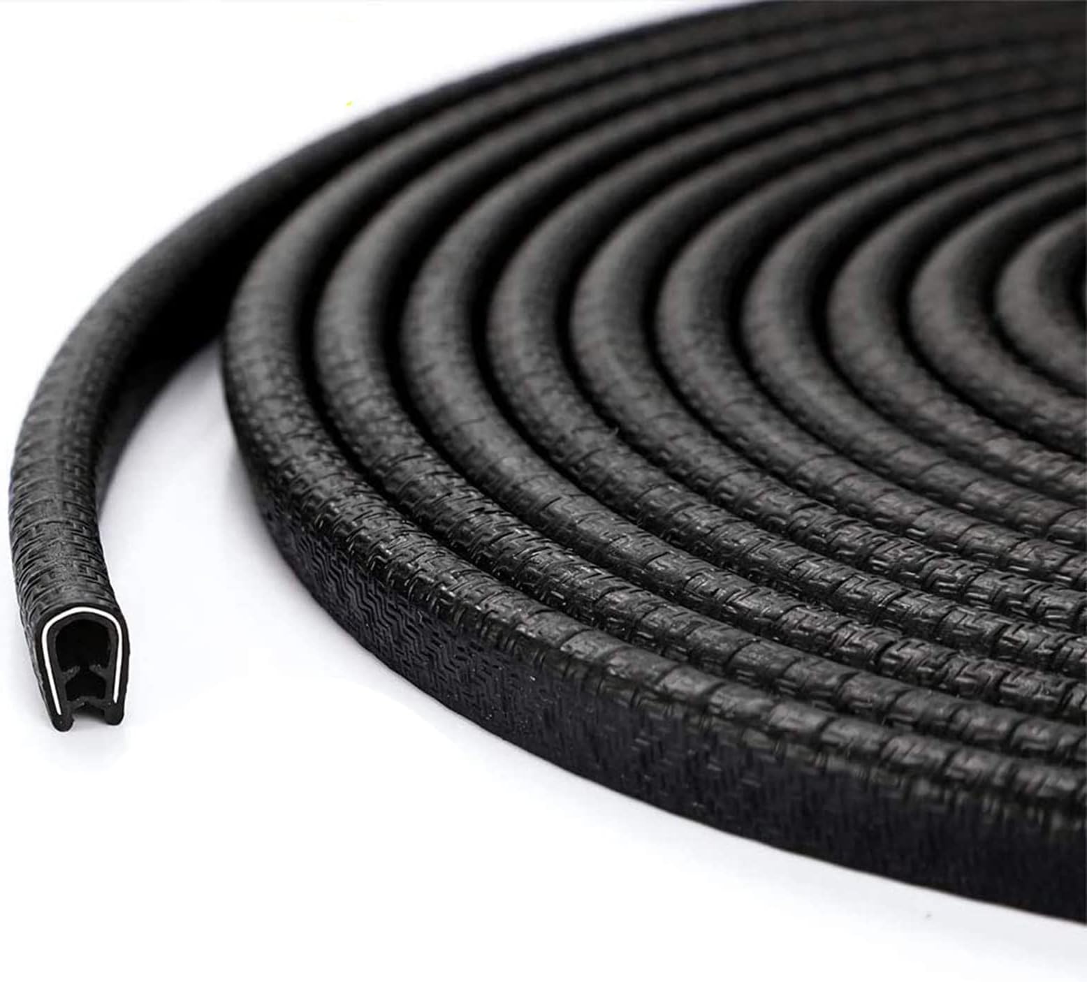 Car Door Edge Guards, Rubber Clip Seal U Shape Edge Trim Guard Protection Car Metal Door Edge Protector Strip, Fit for SUV Sedan and Most Models (16.4 Ft(5M) No Glue Required Black)