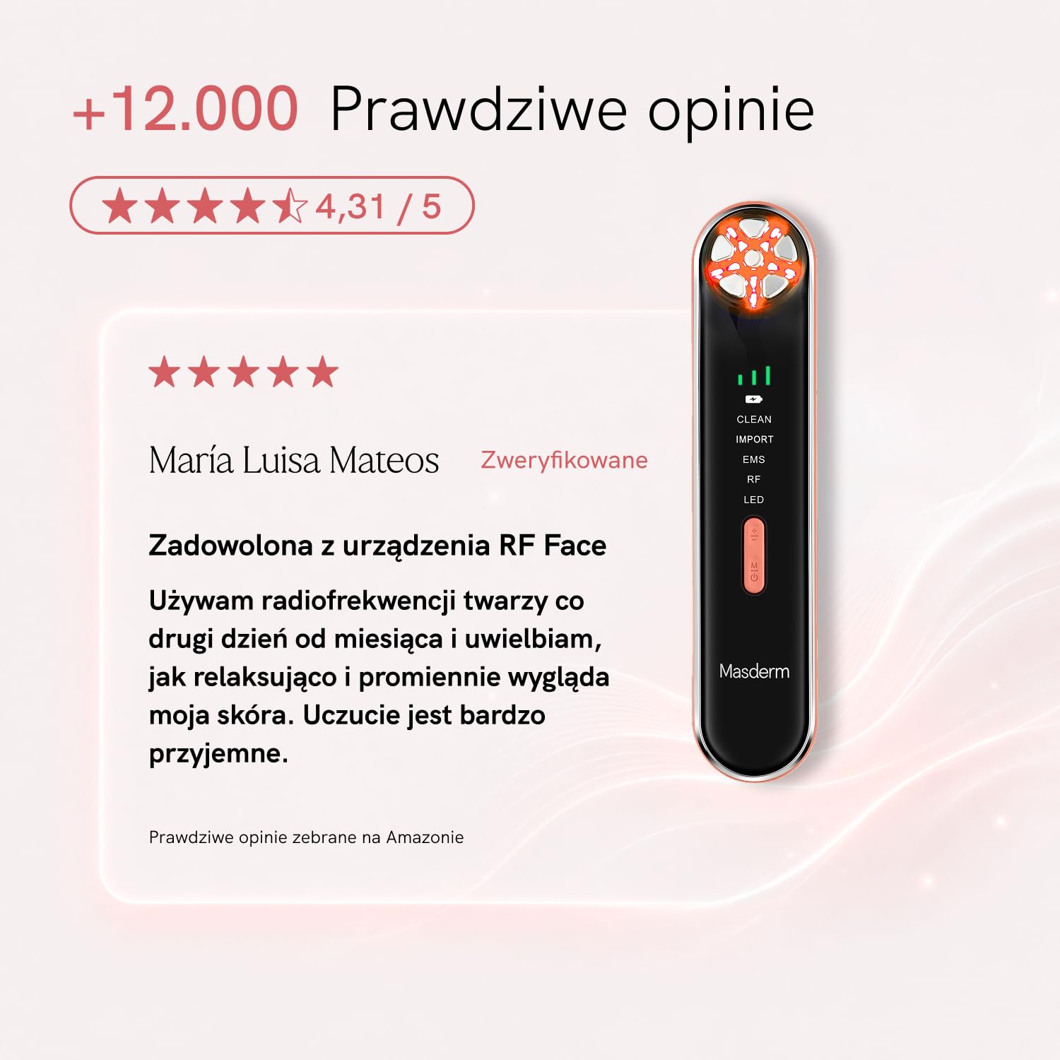 MASDERM | Urządzenie o częstotliwości radiowej twarz 5 w 1 | Elektryczny masażer | Czyszczenie | Profesjonalna maszyna Hifu do twarzy i ciała | Galwanika ujędrniająca
