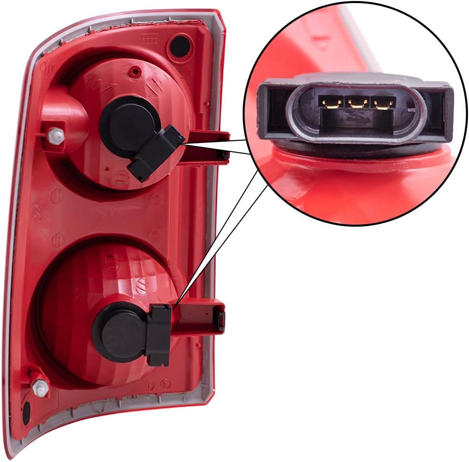 Brock Replacement Set Driver and Passenger Tail Lights Compatible with 2005-2011 Dakota Pickup Truck 55077605AC 55077604AC