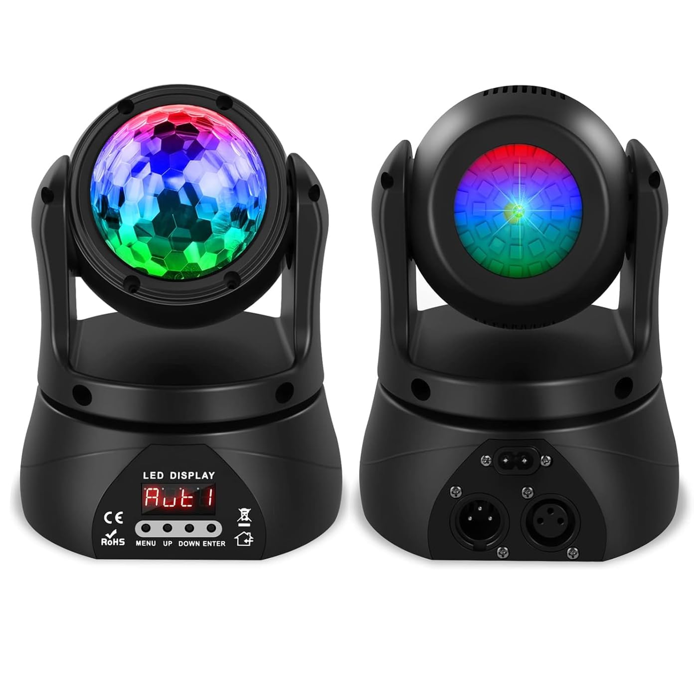 Testa Mobile per DJ, 30W RGBW a Doppia Faccia, con caleidoscopio e Controller DMX, attivata dal Suono, luci da Discoteca per Interni (1 Pezzo)