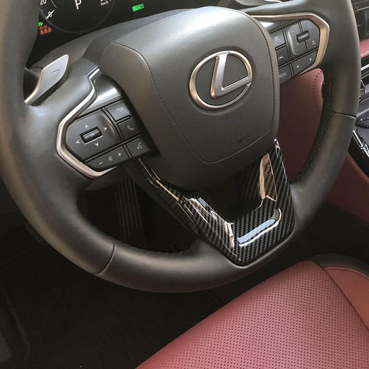 ZiWen Interior Trims Steering Wheel Cover Accessories for Lexus RX 350 RX 500h 2023-2026 NX 250 NX 350 NX 350h NX 450h 2022 2023 2024 2025 2026 GX TX (Carbon Fiber Print)