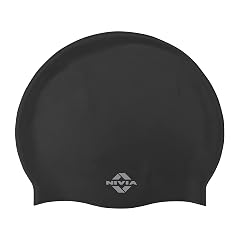 Nivia Classic Silicone Swimming Cap for Adults, Swimming Pool Cap, Swimming Cap for Women & Men, Silicone Cap Swimming, Waterproof (Black)
