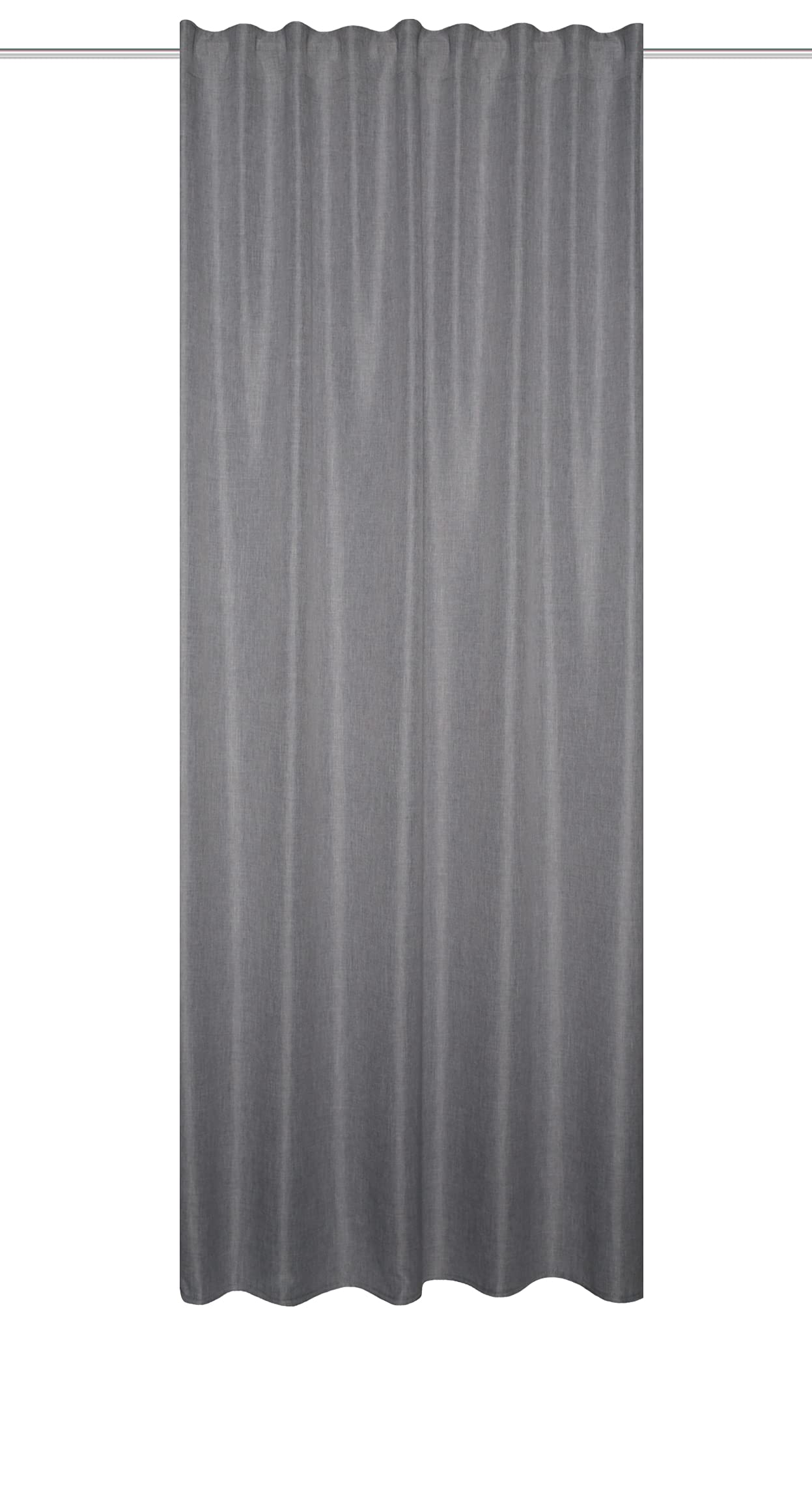 HOMEbasicsOxford 085980-0301 Combination Band Curtain Plain Decorative Fabric Linen Structure Grey 225 x 135 cm