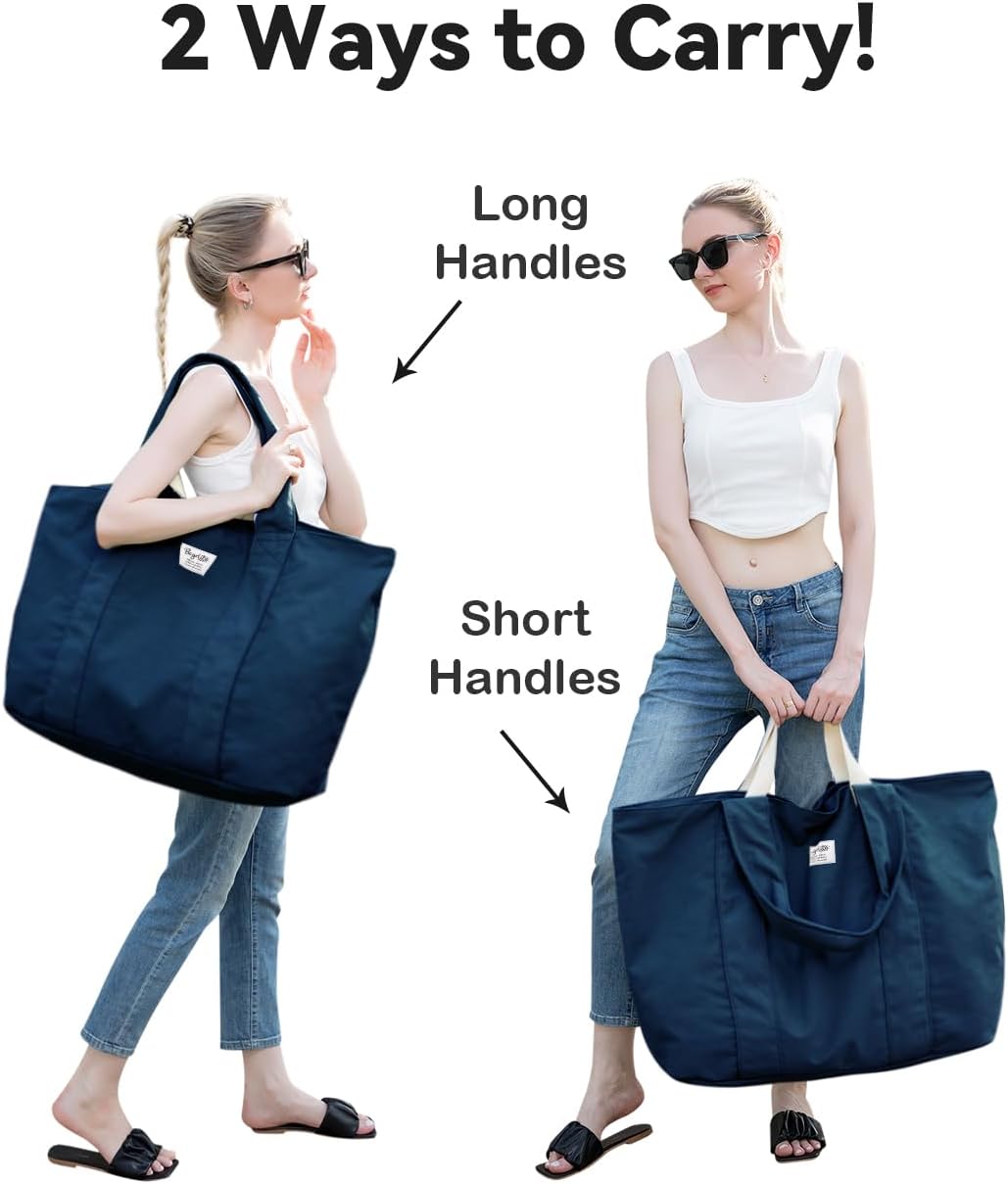 Bagelite 22'' 50L 100% Cotton Oversized Travel Tote Bag for Women - Tear-Resistant, Overnight/Weekend/Beach Bag