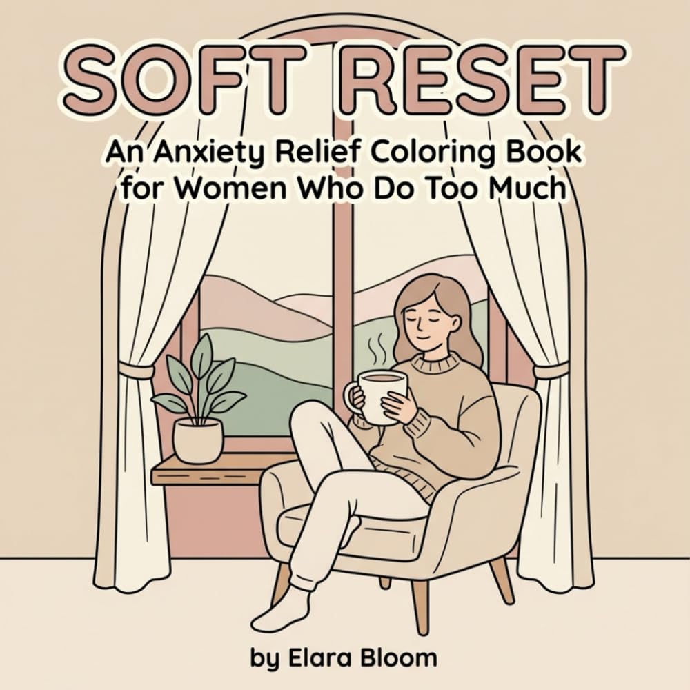 Soft Reset An Anxiety Relief Coloring Book For Women Who Do Too Much: Simple Bold & Easy Pages for Stress, Burnout & Overthinking