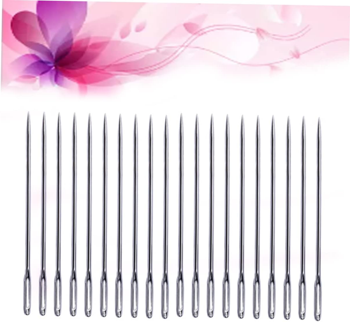 ULDIGI 100pcs Large Eye Needles for DIY Long Steel Yarn Knitting Stitching Needles
