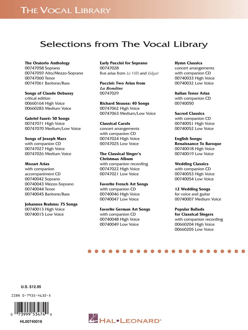 English Songs: Renaissance to Baroque: The Vocal Library High Voice