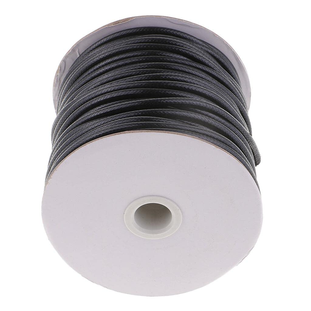 Czarny woskowany sznurek bawełniany, woskowany sznurek bawełniany, do bransoletek jubilerskich, projektów DIY (4 mm, 45 m) (3 szt.)