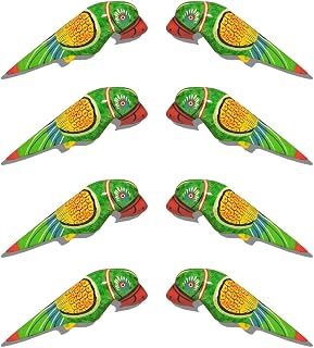 Handpainted Wooden Parrot Beads for Toran, DIY Crafts & Art Projects | Lightweight & Durable Beads for Bandarwal, Macrame, Decoration, Pendant & School Craft Making (5 Inch 8 pcs)