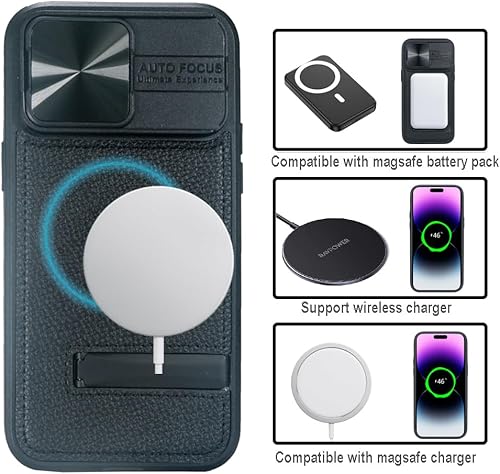 Miniatura 3 de Vitodo Funda para iPhone 15 Pro Max - Fuerte magnético compatible con MagSafe, 3 modos de soporte incorporados, soporte de metal, cubierta