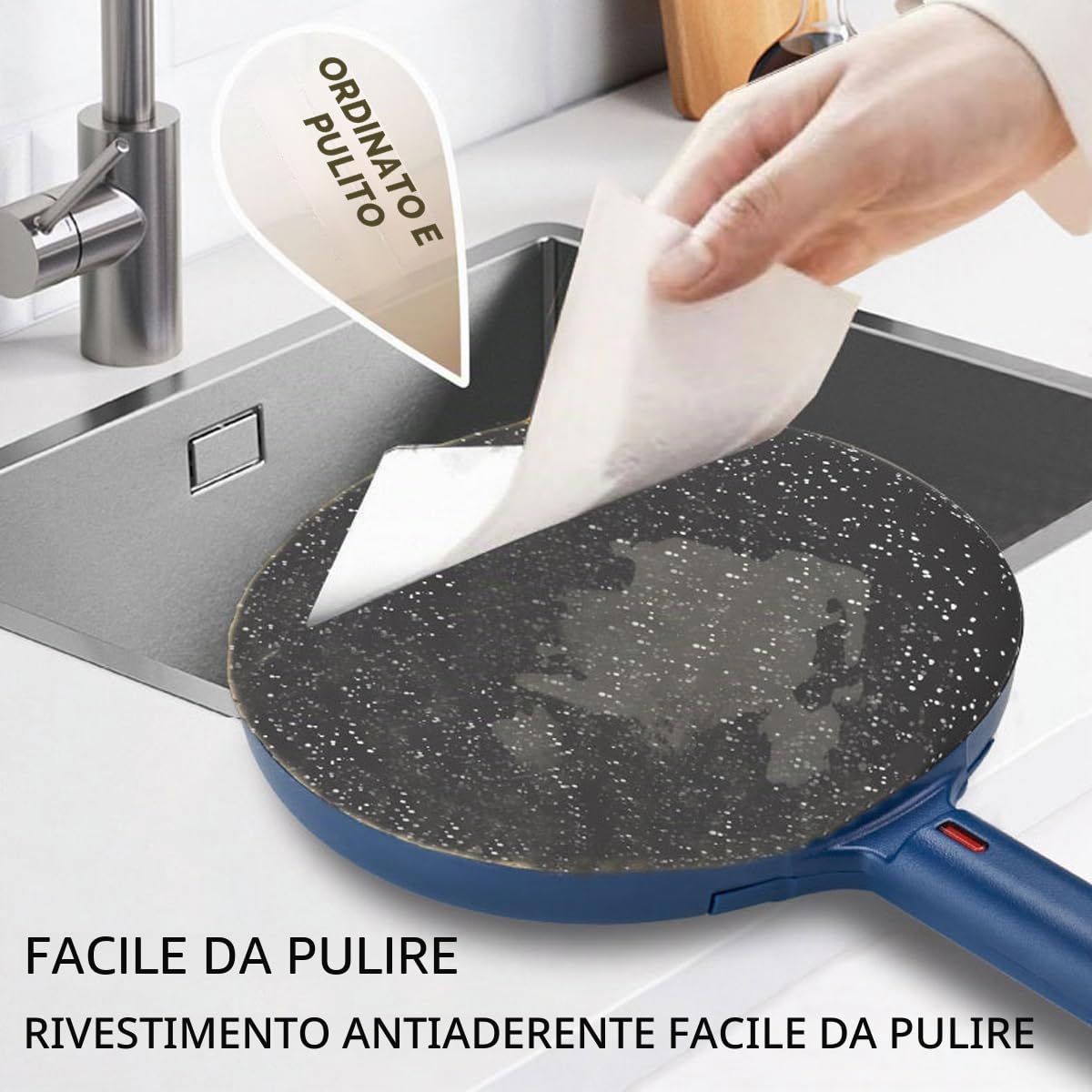 SOKANY SK-07057 Crepiera elettrica con Manico - Crepes Maker, Crêpes Maker Antiaderente, Temperatura automatica, Diametro 20 cm, Piastra Crepes Macchina Portatile