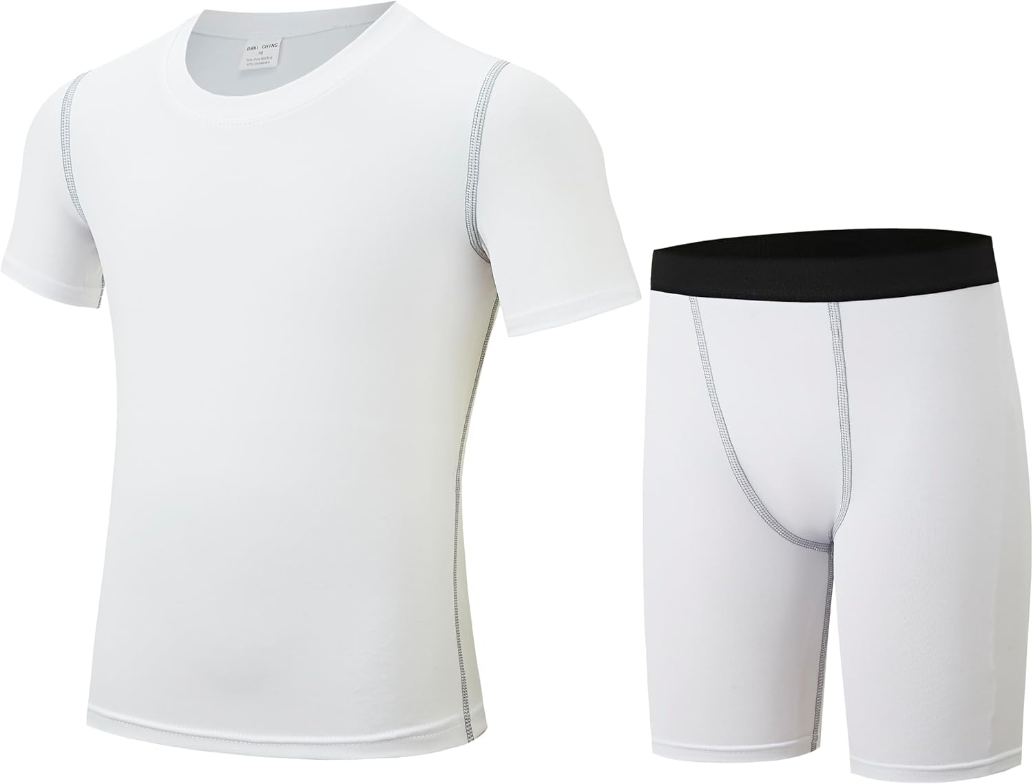 DANI CHINS Boys Compression Shirt And Shorts Set Quick Dry Base Layer Undershirt Underwear for Sports Running