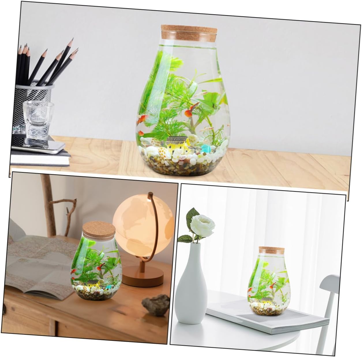 2pcs DIY Plant Decor Flower Vase Eco Bottle Glass Terrarium Lid Micro Landscape