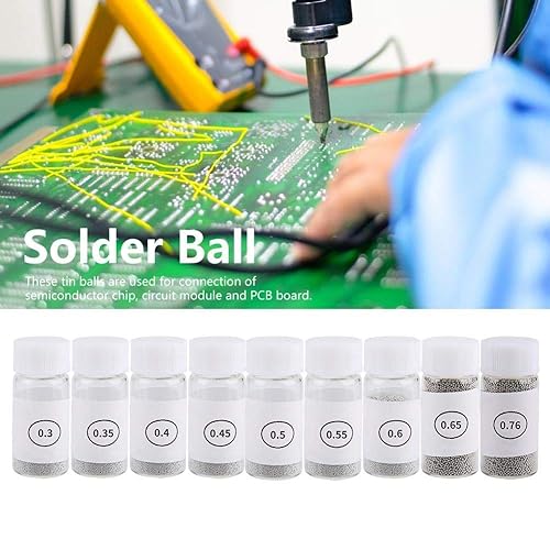 Miniatura 8 de Bola de soldadura de estaño BGA Reballing calor de soldadura universal bolas de reball bola BGA para GPU CPU IC chip PCB (9 botellas 0.012 in-0.030