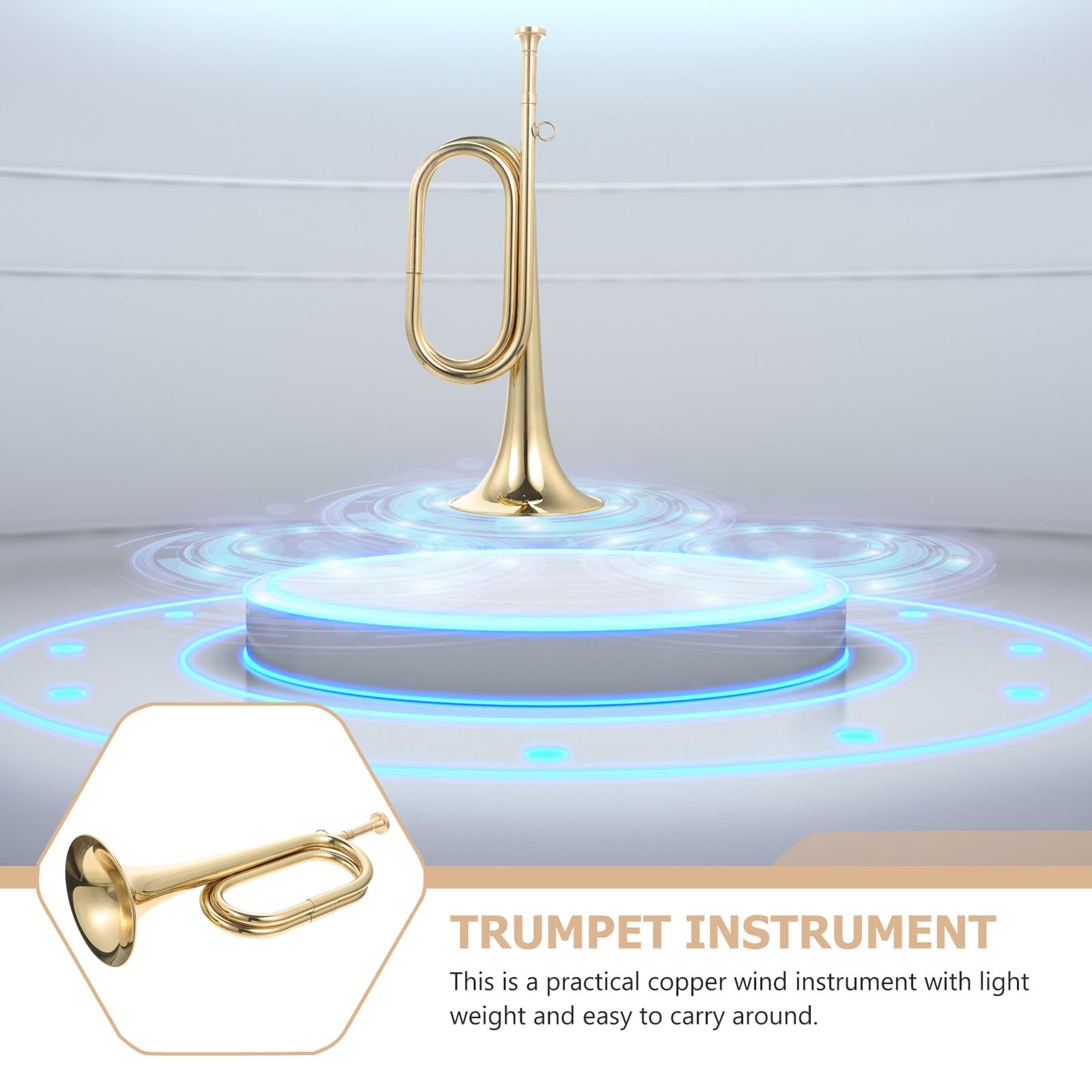 Tromba Bugle in Rame Dorato per Principianti Suoni Naturali e Peso Leggero per Banda Musicale e Scuola Primaria