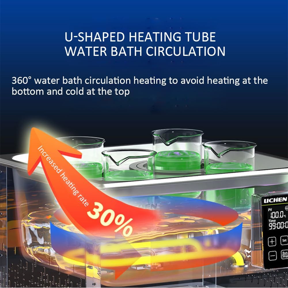 Digital Thermostatic Water Bath with Selectable Openings Lab Water Bath Heater with Timing Anti-Dry Burn Protection,4holes