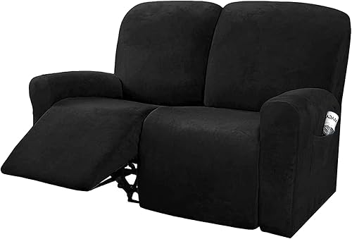 Miniatura 18 de NORTHERN BROTHERS Fundas de terciopelo para sofá reclinable de 8 piezas de 3 plazas, funda elástica para sofá reclinable, funda gruesa y suave, Gris