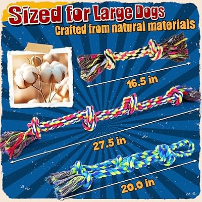 Forfon Tough & Strong Dog Toy for Aggressive Chewers Tough Chew Toys for Large Dogs, Ideal for Tug-of-War & Teeth Cleaning, with 3 Rope Toys & 2 Dog Bags