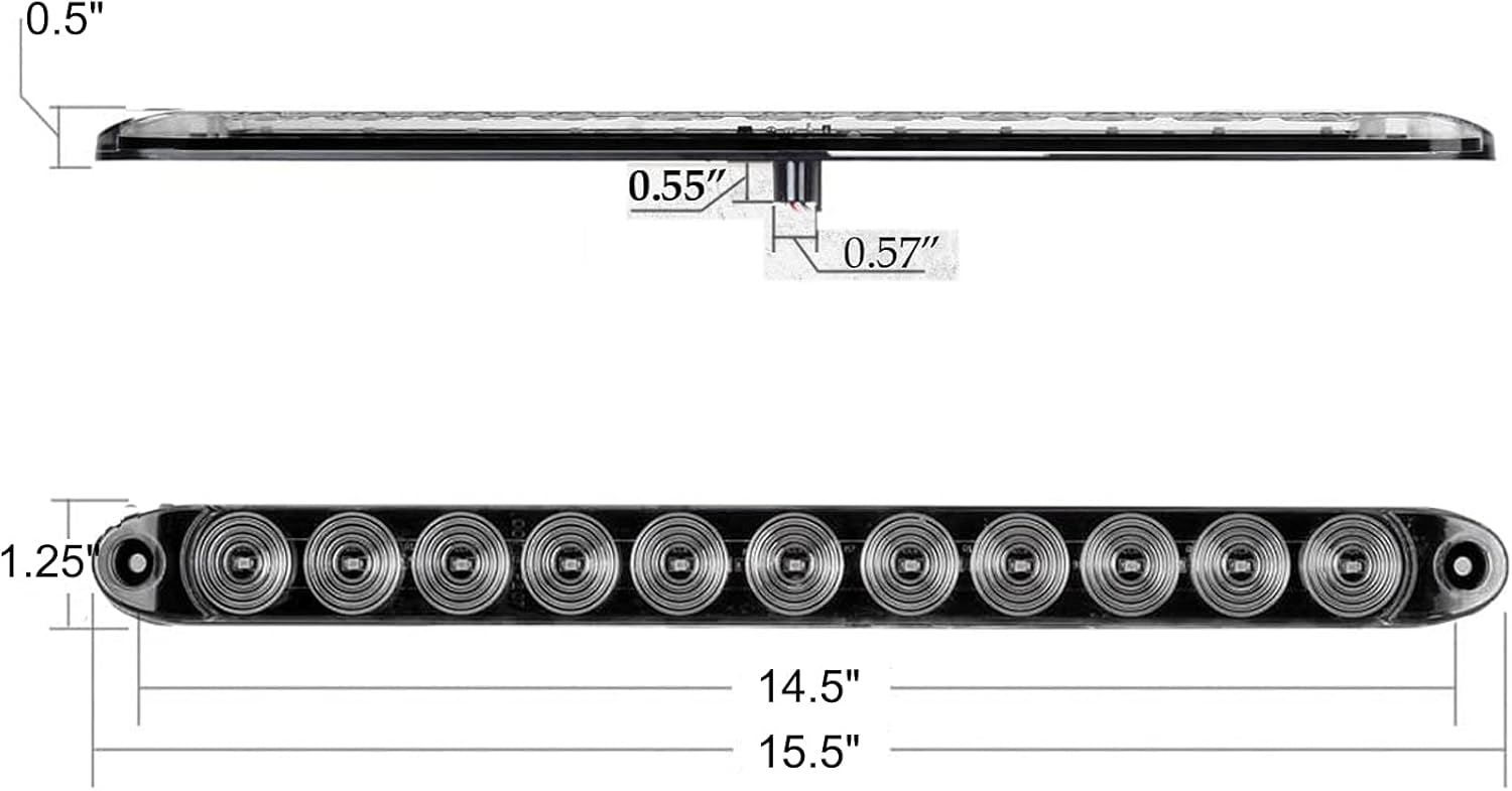 Partsam 2Pcs 15" Inch White Led Trailer Reverse Backup Light Bars Clear Lens, Sealed 11 LED Flange Mount Trailer Truck 15" Inch Reverse White Light Bar Utility Marker Light Bar RV Front Access Light
