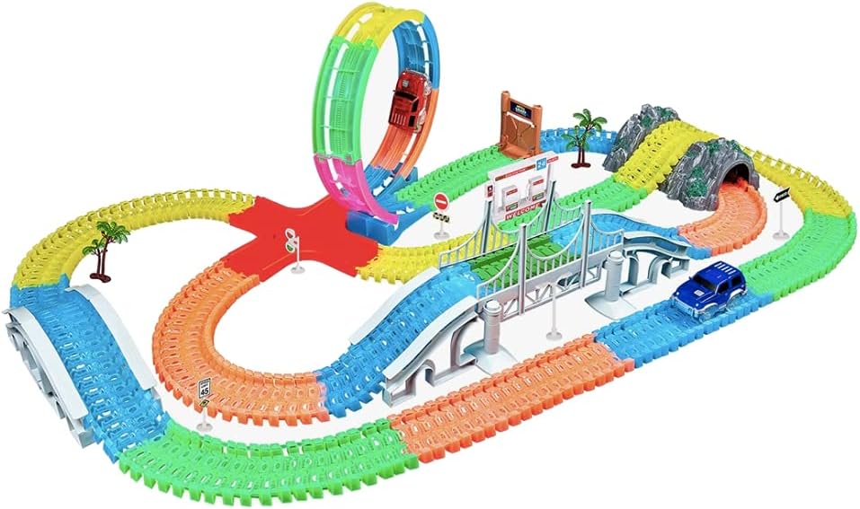 World Tech Toys Galaxy Flex-Track 220Piece Glow Track with Electric Led Light Car