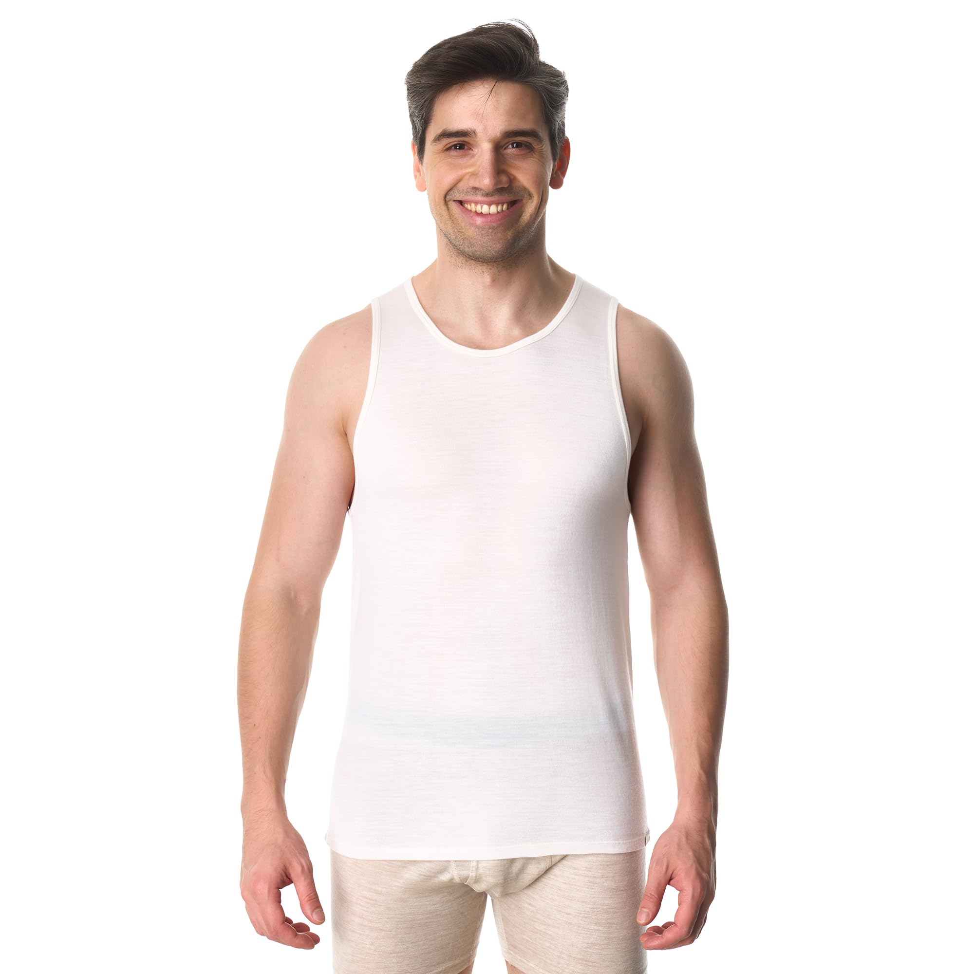 Debardeur Homme Merinos - Actif Maillots de Corps Homme sous-Couche Légère Respirante, Anti-Odeurs et Évacuant L’humidité